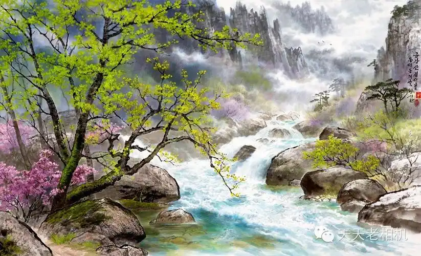 精美诗意山水风景画太美了下