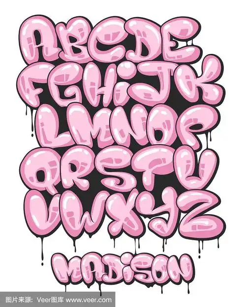 涂鸦泡沫形状的字母表集