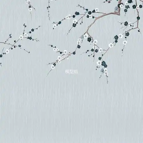 新中式梅花壁纸壁画壁布背景画 工笔画(17)