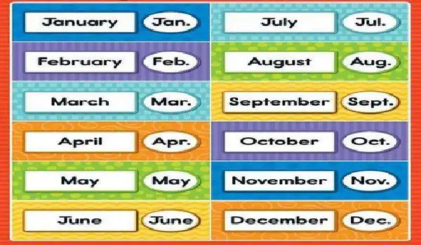 英文的十二个月怎么写?