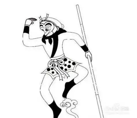 孙悟空拿金箍棒的简笔画