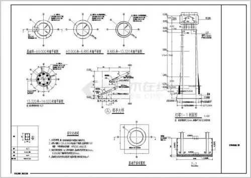 一城市古典混凝土结构灯塔大样图纸
