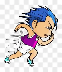 pngpsd奔跑冲刺的女运动员pngai卡通手绘奔跑的学生背影素材pngpsd
