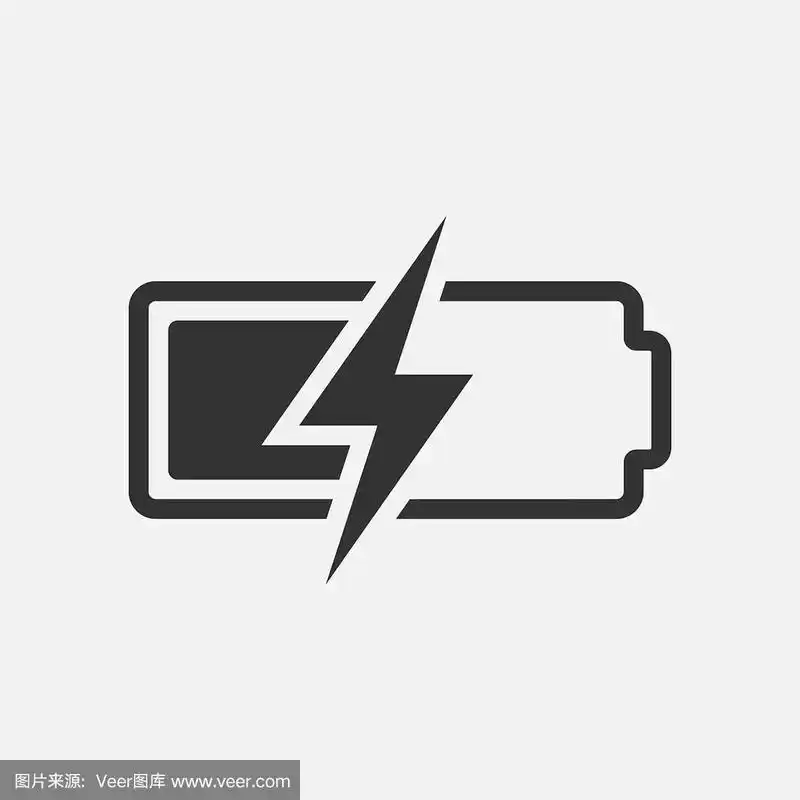 蓄电池简单图标,电池符号隔离在白色背景上.矢量插图.