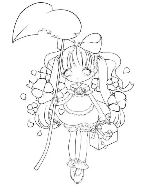 黑白线稿q版人物线稿素材67