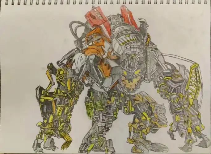 变形金刚合体-大力神原图-滤镜-黑白