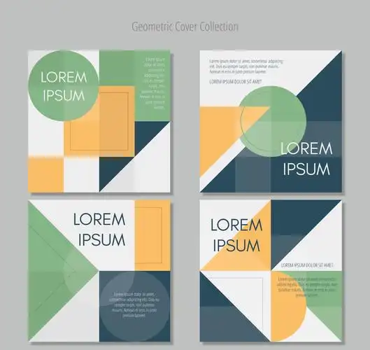 4款创意几何形封面矢量素材_广告设计_懒人图库