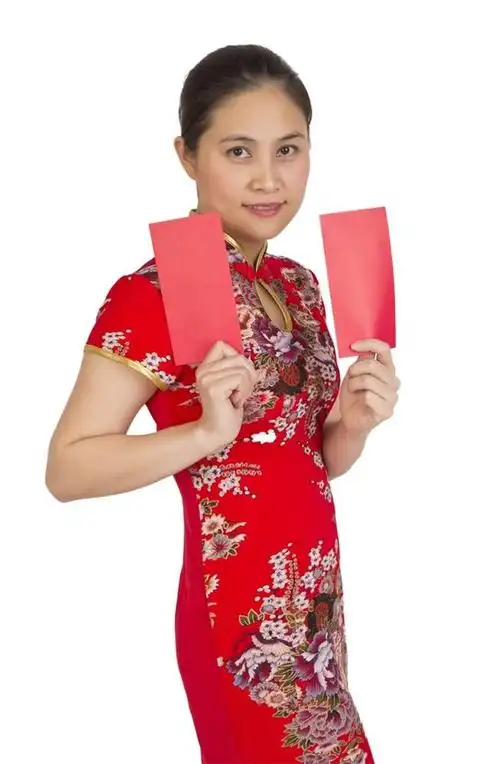 中国人,亚洲,传统,女性,春节,服饰,礼物,红包,美女,金钱