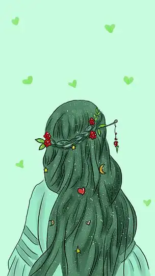 小清新文艺森系长发女孩背影壁纸原创手绘森系文艺长发青年少女唯美