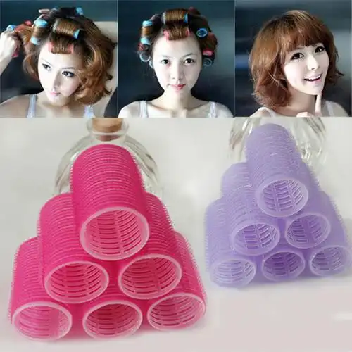 包邮 包邮 不伤发空气刘海梨花头 魔鬼双层自粘卷发器塑料卷发筒发卷