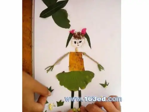 树叶粘贴画人物篇:小女孩2