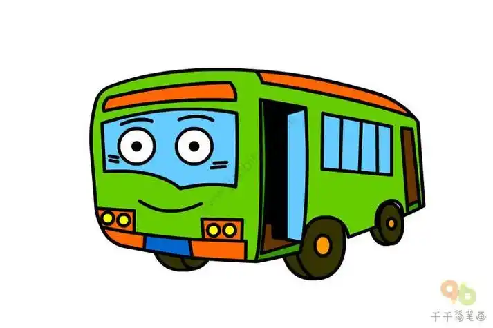 好看的巴士上色简笔画图片教程步骤1公交车简笔画公交车简笔画 公交车