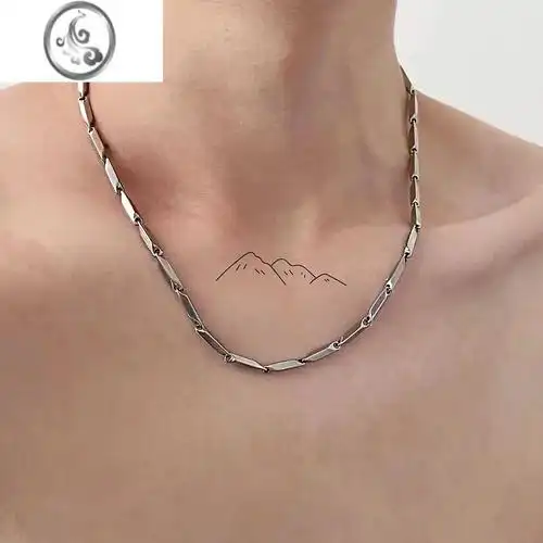 jimi项链男潮嘻哈ins锁骨链古巴链男士轻奢小众钛钢毛衣链冷淡风配饰