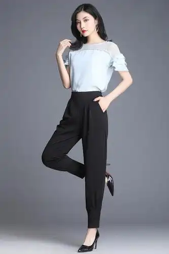 哈伦裤女春秋新款高腰女士宽松直筒裤休闲萝卜裤子