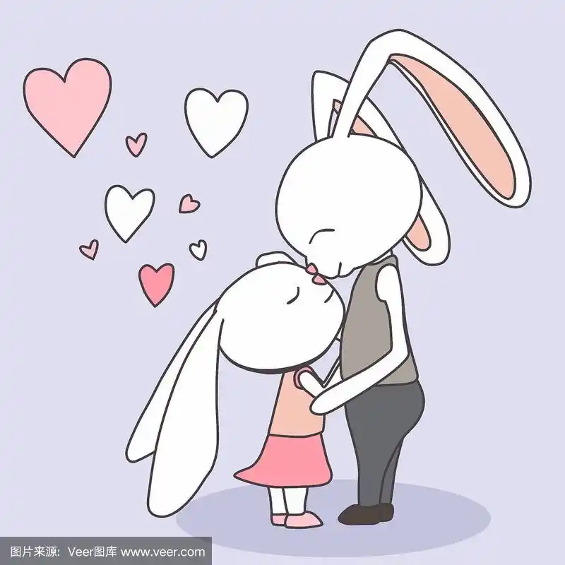 情侣兔子感觉在爱,贺卡矢量插图,情人节明信片