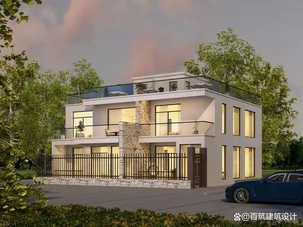 简约浪漫风现代别墅,带小庭院放松悠闲