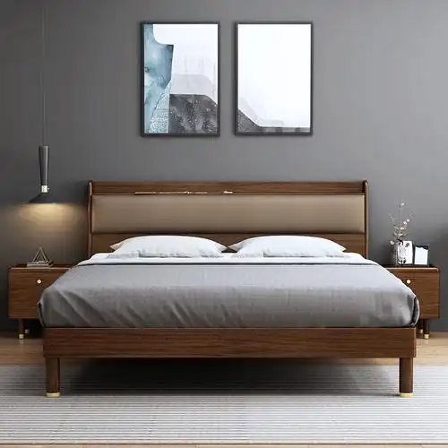 实木木床15米现代简约18米床主卧室北欧风格家具实木床