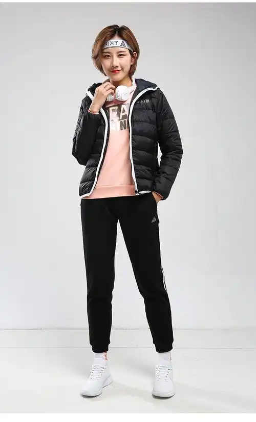 匹克秋冬季女子经典时尚厚棉衣防风印花运动服女上装 樱花粉 l/165