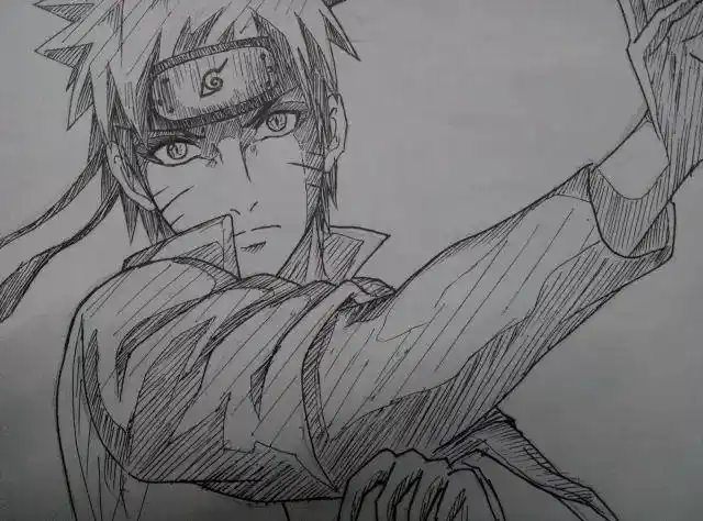 好帅气的鸣人好帅气的黑白手绘