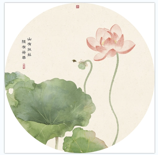 新中式荷花荷叶插画|插画|商业插画|荼臾 - 原创作品 - 站酷 (zcool)