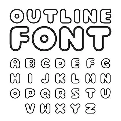轮廓字体. 圆形无衬线直线字体. 现代线