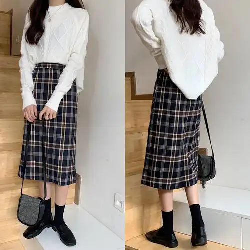 秋冬短裙半身裙 格子