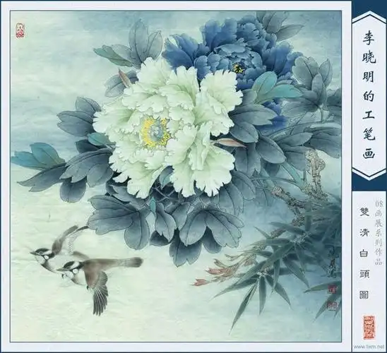 李晓明作品 工笔画 --- 牡丹