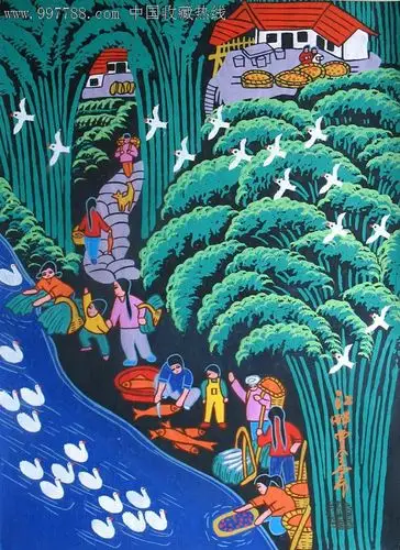 曹金堂精美农民画江畔家居装饰送礼推荐收藏21004