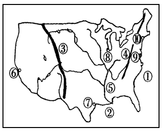 读下面美国示意图回答