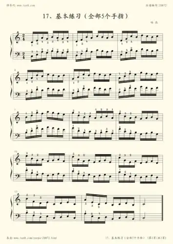 钢琴谱:孩子们的哈农(17,基本练习5个手指)
