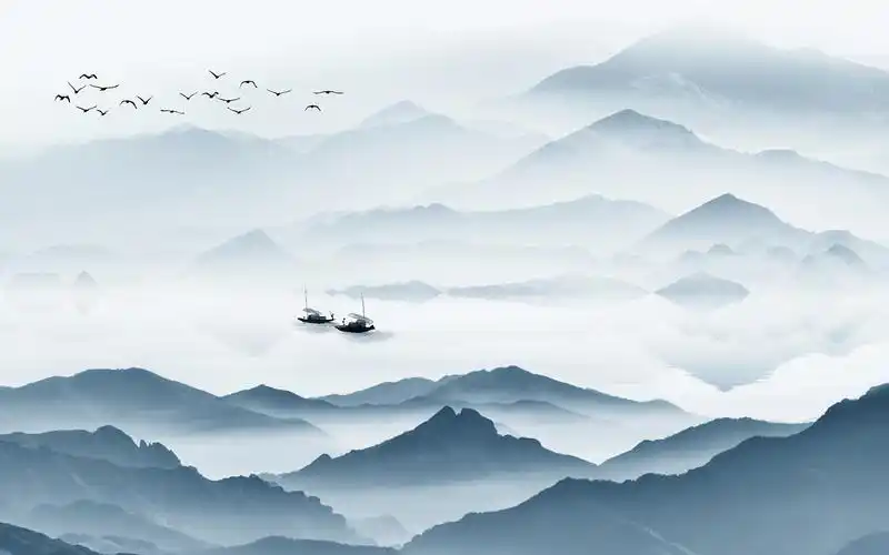 山水壁画电视背景墙