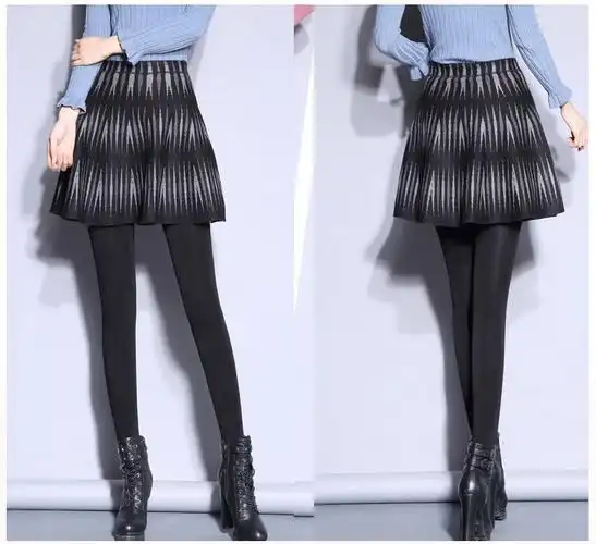 带裙子的打底裤2021秋冬女士外穿加绒打底裤裙裤弹力显瘦带裙子连裤裙