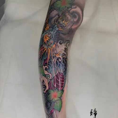新传统小腿龙传统小腿龙93 _纹身吧社区 - 纹身大咖