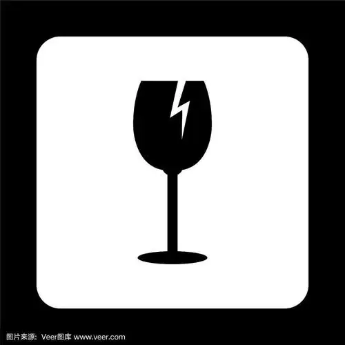 易碎玻璃-黑色矢量图标