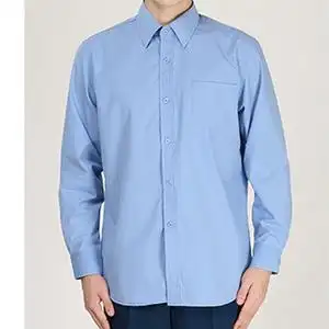 正版空内衬衣新款中年爸爸夏装服男长袖衬衫蓝色工作正装商务春秋