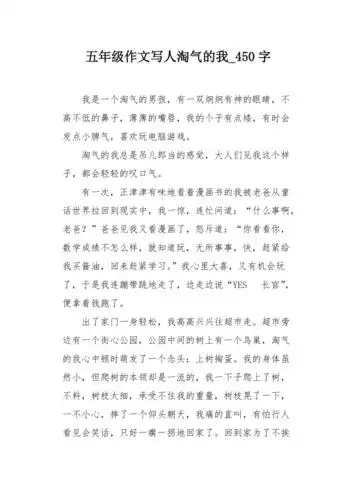 五年级作文写人淘气的我450字