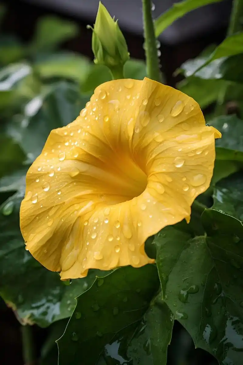 金色喇叭花在阳光下闪耀着无比耀眼的光芒,如同一颗 - 抖音