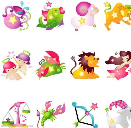 可爱十二星座卡通形象矢量素材