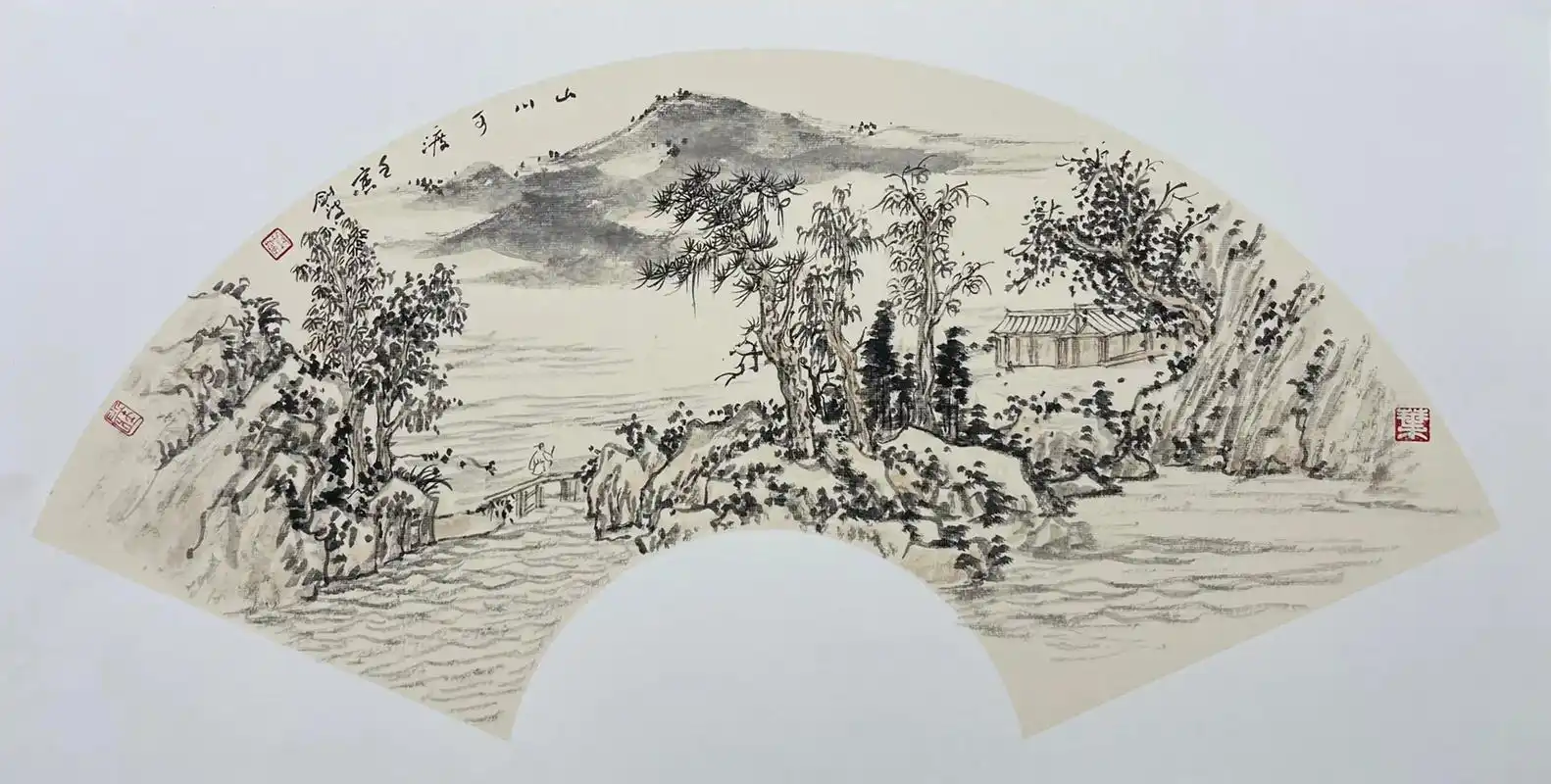 扇面.#国画山水 #原创绘画 #水墨人生 #作品欣赏  - 抖音