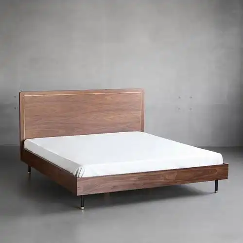 北欧轻奢意式极简实木床北美黑胡桃木床