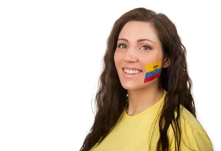 厄瓜多尔人,女孩,旗帜,涂绘,脸_高清图片_全景视觉