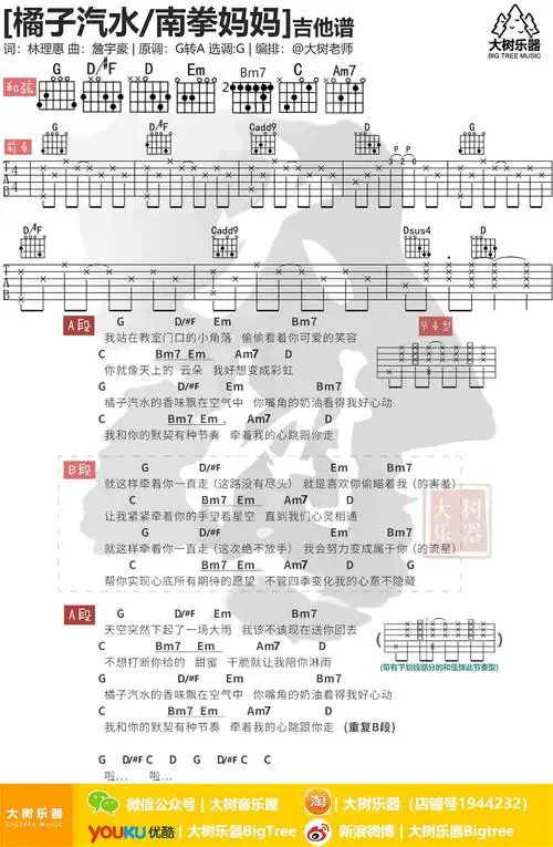 橘子汽水(吉他弹唱教学-大树乐器-大树音乐)