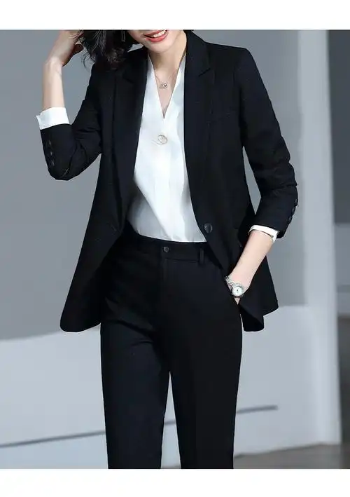 安依莲小西装套装女职业装春秋新款修身时尚气质商务西服正装精英白领