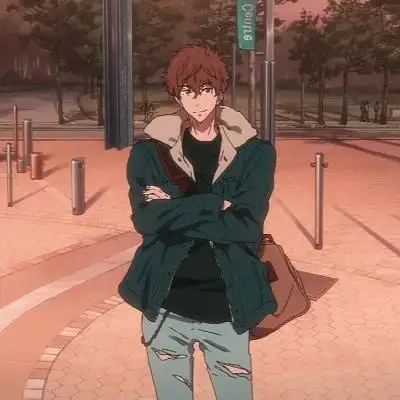 动漫男生帅气棕头发头像