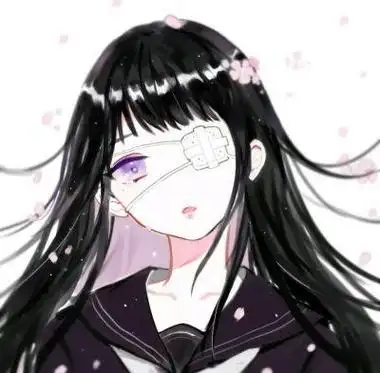 动漫女生头像黑长直眼罩jk制服樱花