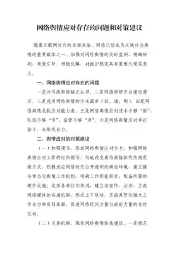 网络舆情应对存在的问题和对策建议docx