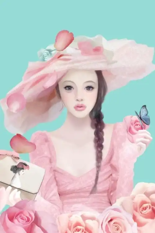 花彩绘人物唯美