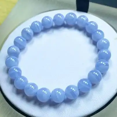 天然水晶蓝纹石手串千层聚宝盆风景蓝纹玛瑙玉原矿原皮女时尚手链