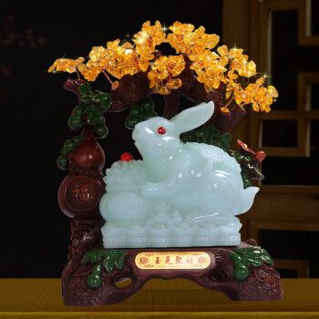 上善好 招财玉兔装饰品小摆件美甲店美容院理发店背景墙房间卧室摆设