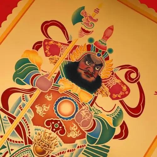 金箔门神2022新年大门年画装饰文武贴画招财进宝镇宅辟邪门幅门贴